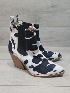 Barn Babe Women Western Cow Print Ankle Boots Boho Chelsea Boots Shoes Sz 7